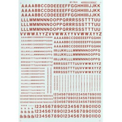 MICROSCALE DECAL 90105 - ALPHABET RAILROAD GOTHIC RED - HO SCALE