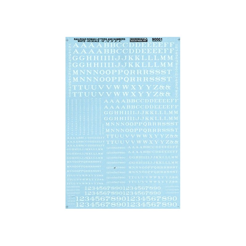 thumbnail interactive-video image 1 of Microscale Decal #70001 Railroad Roman Lettering – Standard White – N Scale 1 of 2