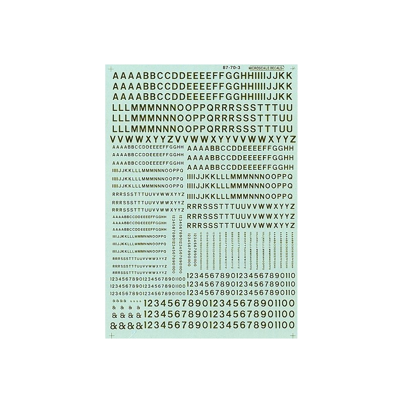 MICROSCALE DECAL 70103 - ALPHABET RAILROAD GOTHIC GOLD - N SCALE