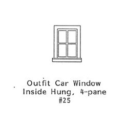 GRANDT LINE 25 - OUTFIT CAR INSIDE HUNG 4 PANE WINDOW - O SCALE