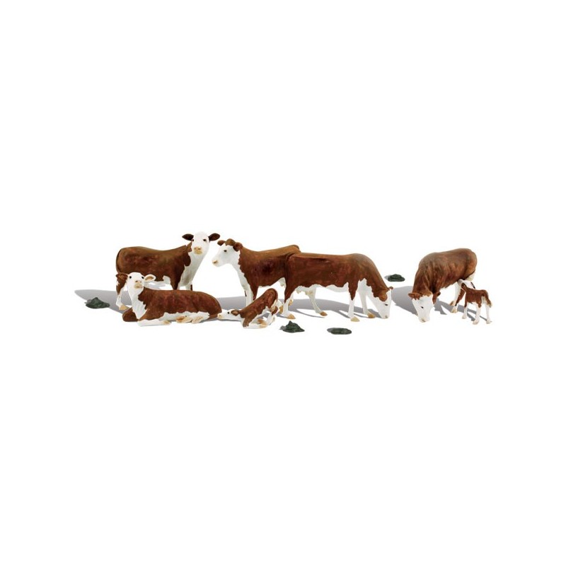 WOODLAND A2767 PAINTED FIGURES - HEREFORD COWS - O SCALE
