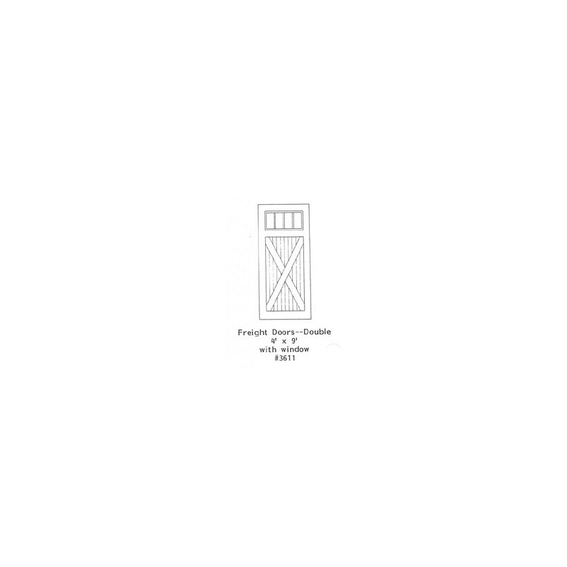 GRANDT LINE 3611 - FREIGHT DOORS - DOUBLE - 4' x 9' - O SCALE