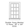 GRANDT LINE 3701 - DOUBLE HUNG WINDOW - 12 PANE - 36" x 64" - O SCALE