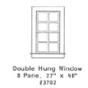 GRANDT LINE 3702 - DOUBLE HUNG WINDOW - 8 PANE - 27" x 48" - O SCALE