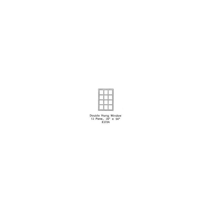 GRANDT LINE 3704 - DOUBLE HUNG WINDOW - 12 PANE - 36" x 56" - O SCALE