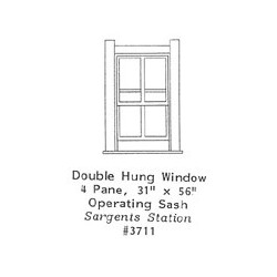 GRANDT LINE 3711 - DOUBLE HUNG WINDOW - 4 PANE - 31" x 56" - O SCALE
