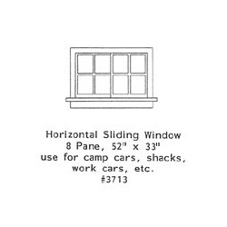 GRANDT LINE 3713 - HORIZONTAL SLIDING WINDOW - 8 PANE - 52" x 33" - O SCALE