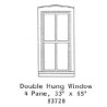 GRANDT LINE 3720 - DOUBLE HUNG WINDOW - 4 PANE - 33" x 65" - O SCALE