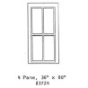 GRANDT LINE 3724 - DEPOT WINDOW - 4 PANE - 36" x 80" - O SCALE