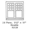 GRANDT LINE 3728 - DEPOT WINDOW - 20 PANE - DOUBLE - 51-1/2" x 51" - O SCALE