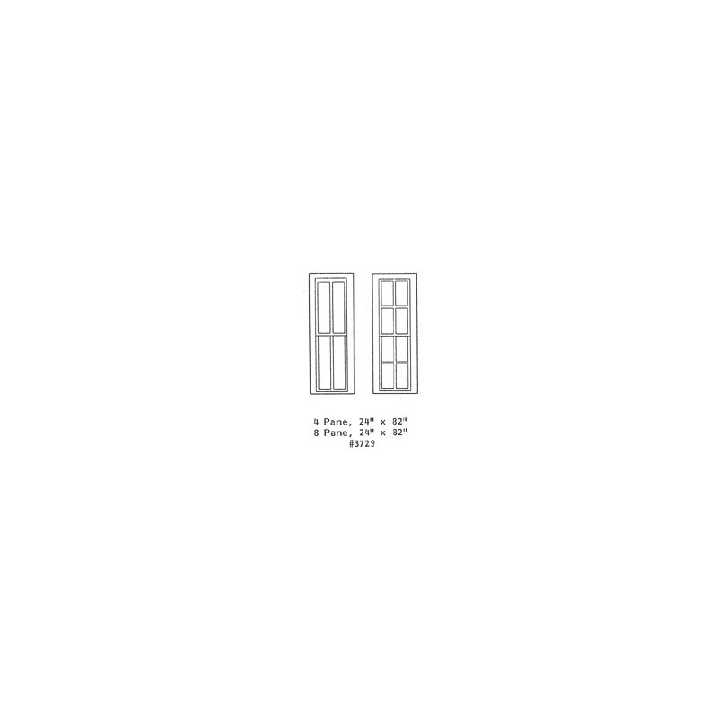 GRANDT LINE 3729 - DEPOT WINDOW - 4 PANE AND 8 PANE - 24" x 82" - O SCALE