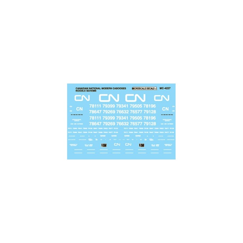 MICROSCALE DECAL 60-4227 - CANADIAN NATIONAL STEEL CABOOSES - N SCALE