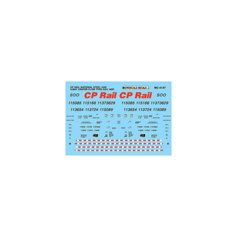 MICROSCALE DECAL 60-4137 - CANADIAN PACIFIC COVERED HOPPERS - N SCALE