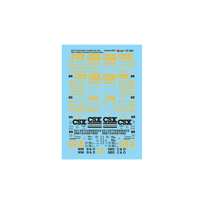 MICROSCALE DECAL 60-504 - CSX FREIGHT CARS - N SCALE