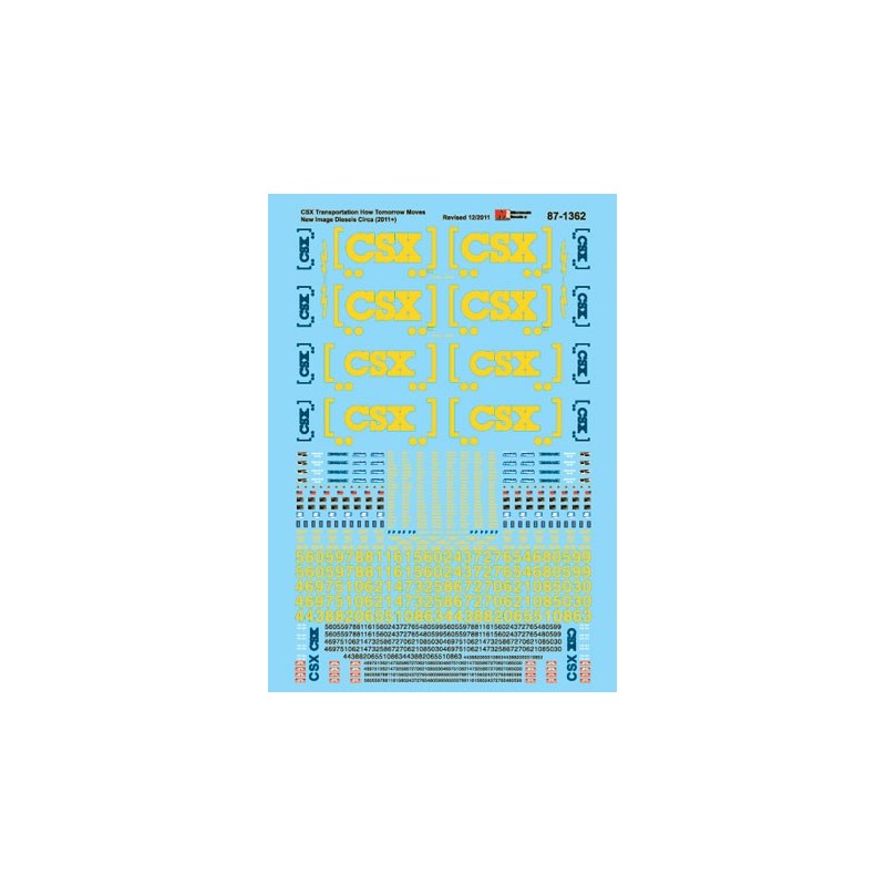 MICROSCALE DECAL 60-1362 - CSX DIESEL LOCOMOTIVES - N SCALE