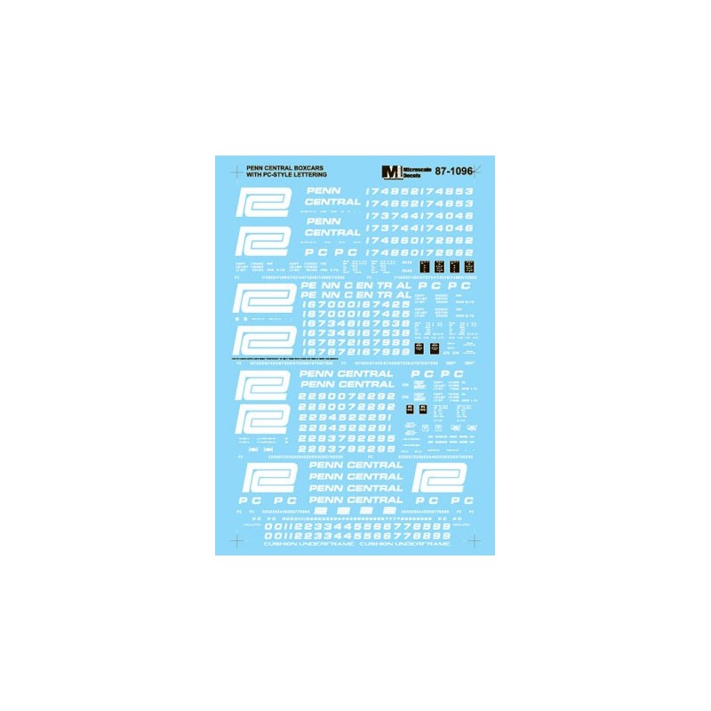 MICROSCALE DECAL 60-1096 - PENN CENTRAL BOXCARS - N SCALE