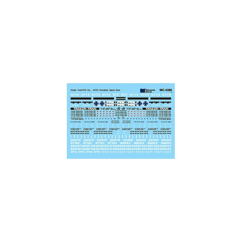 MICROSCALE DECAL 60-4386 - TRAILER TRAIN NTTX SPINE CARS - N SCALE