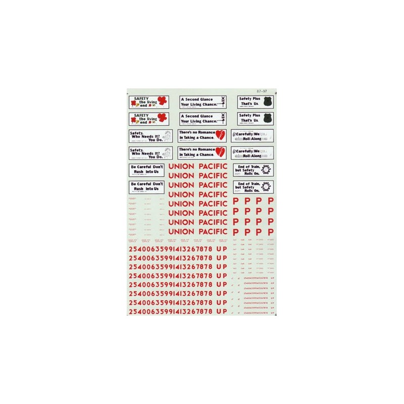 MICROSCALE DECAL 60-97 - UNION PACIFIC CABOOSES - N SCALE