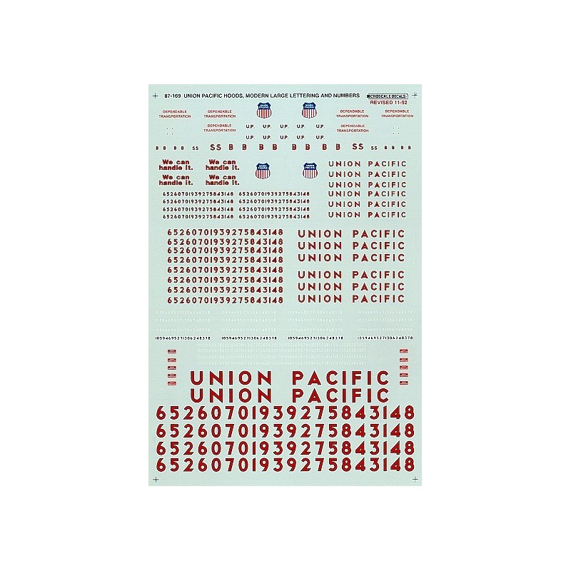 MICROSCALE DECAL 60-169 - UNION PACIFIC DIESEL LOCOMOTIVES - N SCALE