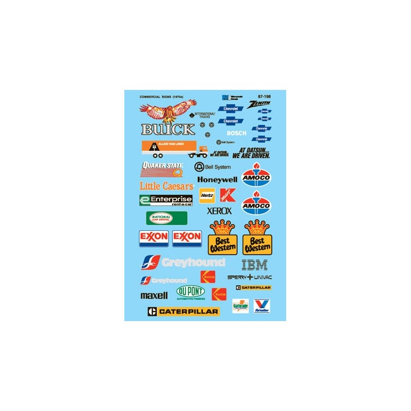 MICROSCALE DECAL 60-198 - STRUCTURE SIGNS - AUTOMOTIVE & BUSINESSES - N SCALE
