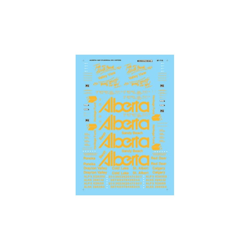 MICROSCALE DECAL 87-710 - ALBERTA COVERED HOPPERS - HO SCALE
