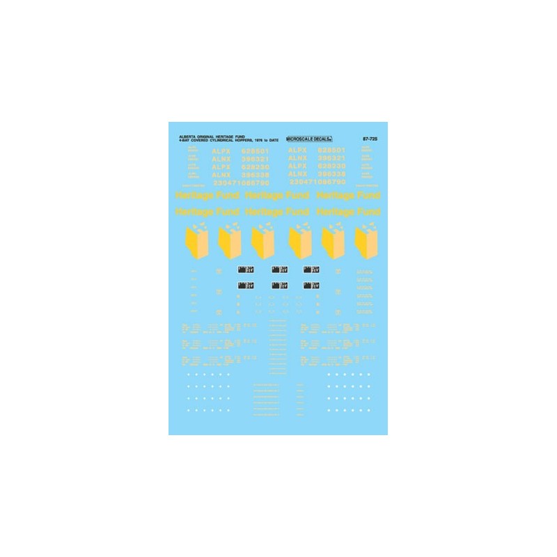 MICROSCALE DECAL 87-725 - ALBERTA COVERED HOPPER - HO SCALE