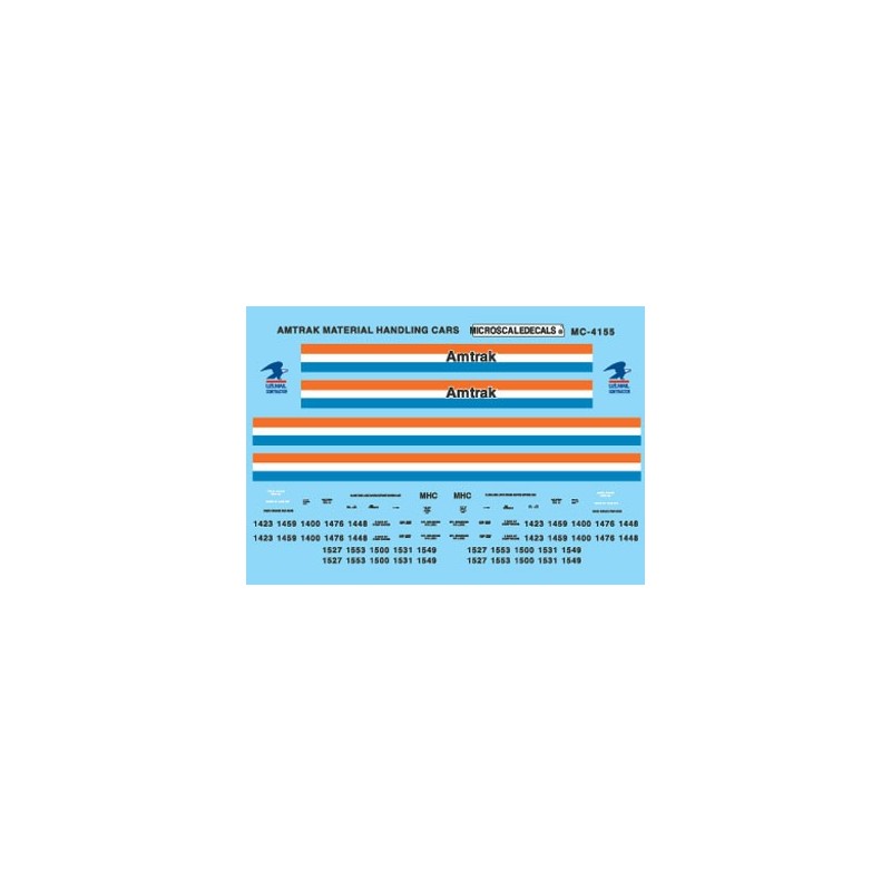 MICROSCALE DECAL MC-4155 - AMTRAK MATERIAL HANDLING CARS - HO SCALE
