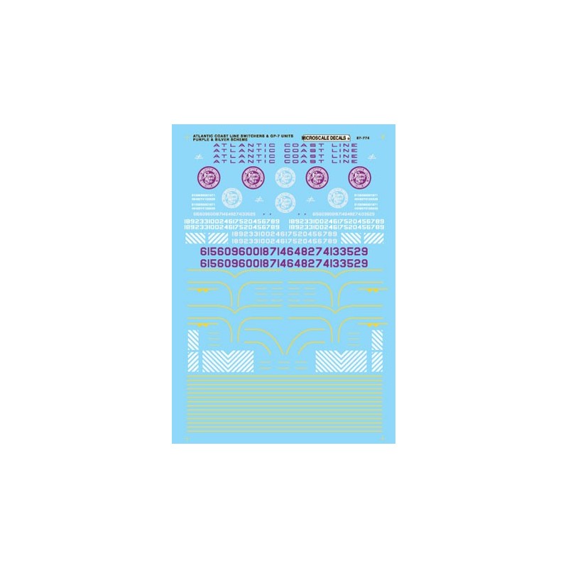 MICROSCALE DECAL 87-774 - ATLANTIC COAST LINE DIESEL LOCOMOTIVES - HO SCALE