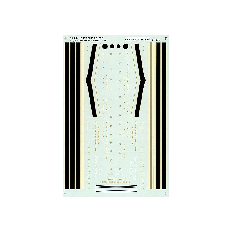 MICROSCALE DECAL 87-396 - BALTIMORE & OHIO DIESEL LOCOMOTIVES - HO SCALE