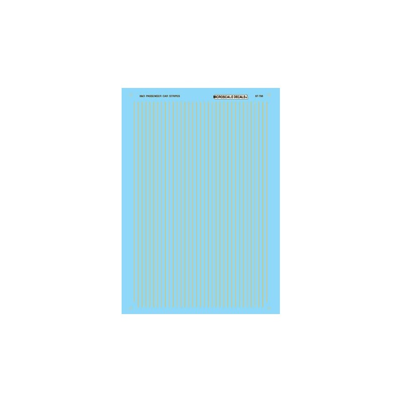 MICROSCALE DECAL 87-798 - BALTIMORE & OHIO PASSENGER CAR STRIPES - HO SCALE