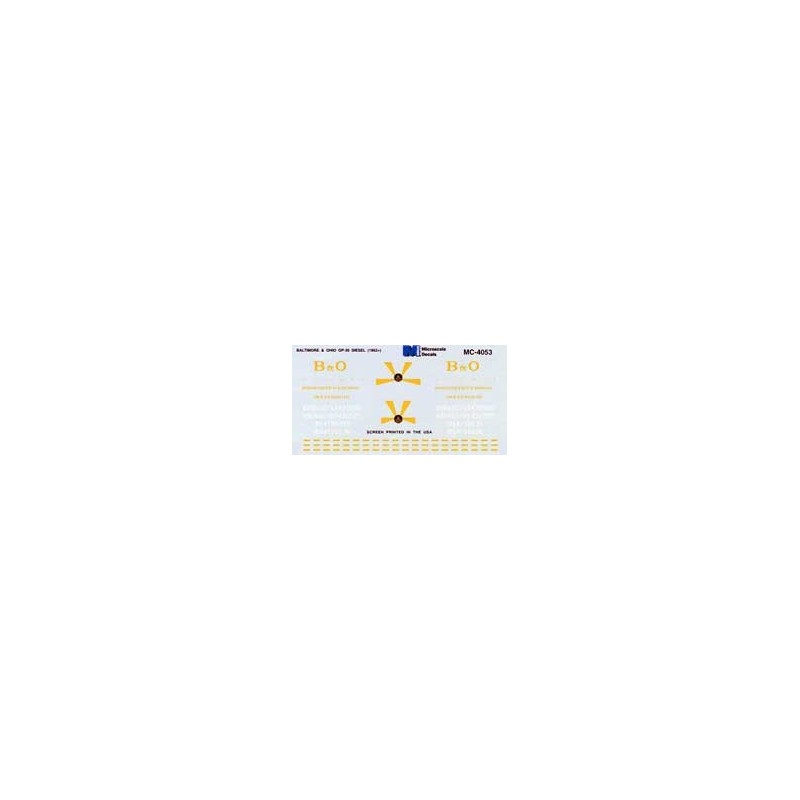 MICROSCALE DECAL MC-4053 - BALTIMORE & OHIO DIESEL LOCOMOTIVE - HO SCALE
