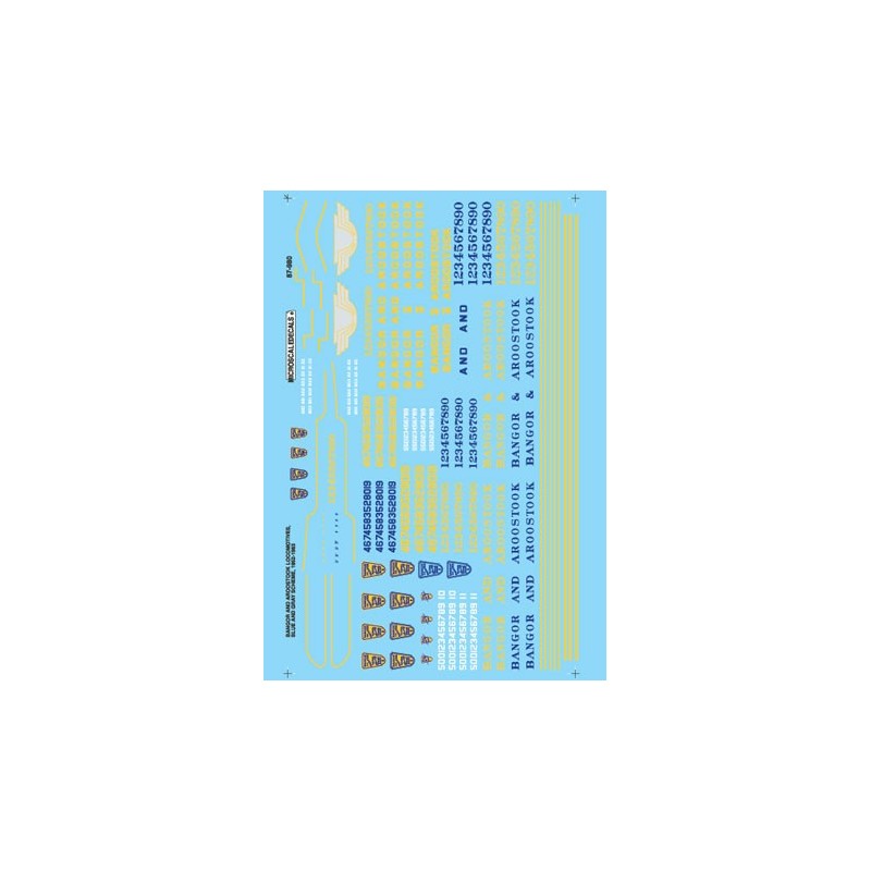 MICROSCALE DECAL 87-980 - BANGOR & AROOSTOOK DIESEL LOCOMOTIVES - HO SCALE