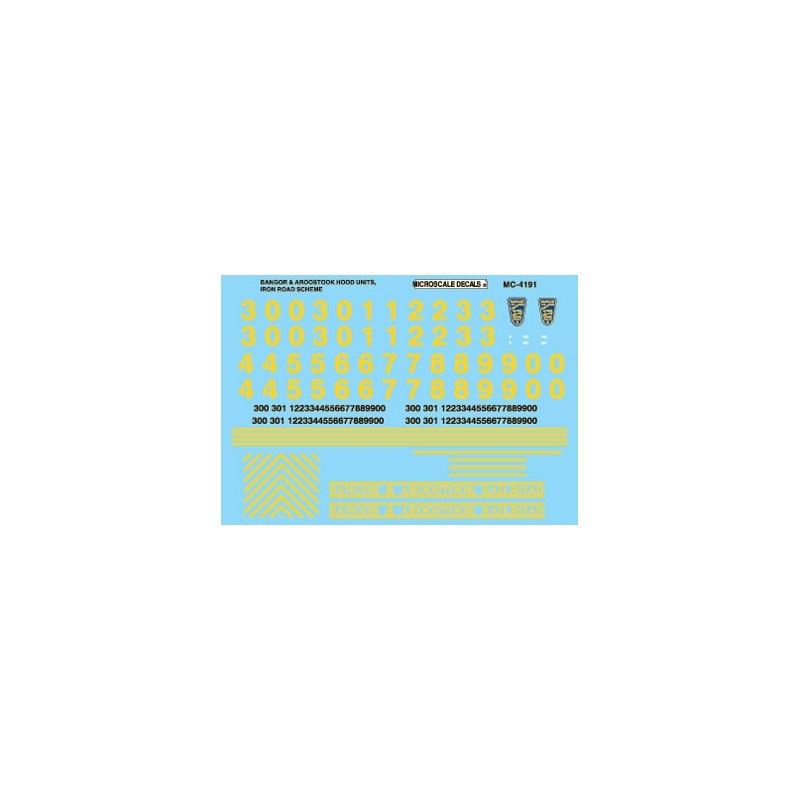 MICROSCALE DECAL MC-4191 - BANGOR & AROOSTOOK DIESEL LOCOMOTIVES - HO SCALE