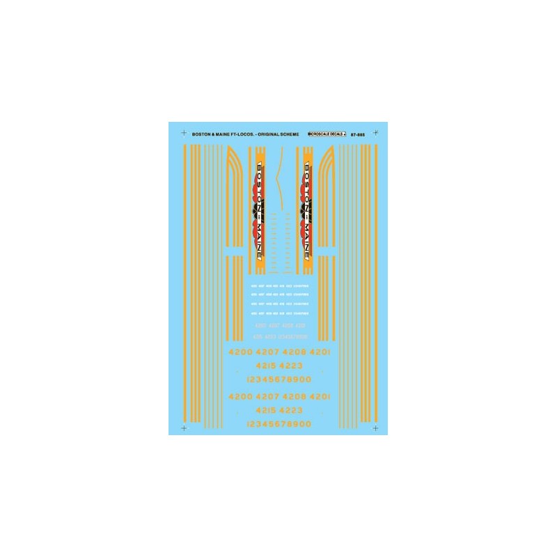 MICROSCALE DECAL 87-885 - BOSTON & MAINE DIESEL LOCOMOTIVES - HO SCALE
