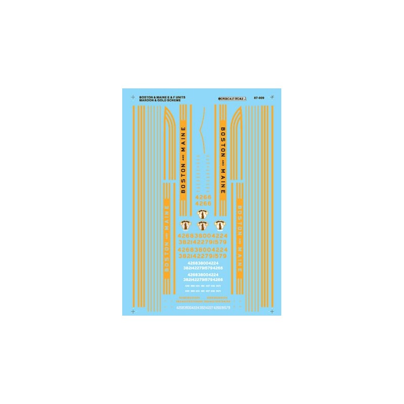 MICROSCALE DECAL 87-909 - BOSTON & MAINE DIESEL LOCOMOTIVES - HO SCALE