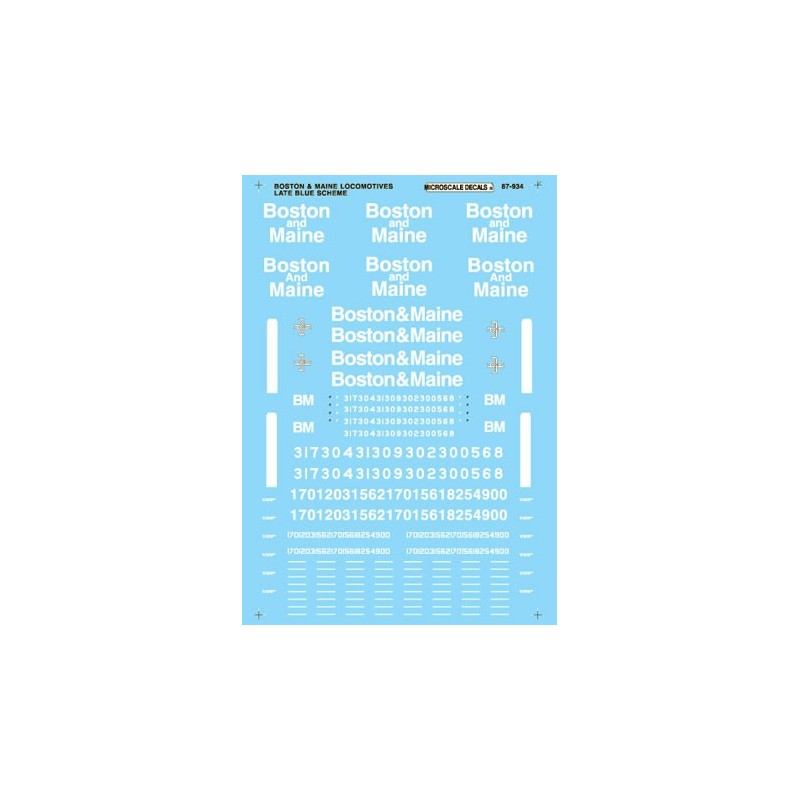 MICROSCALE DECAL 87-934 - BOSTON & MAINE DIESEL LOCOMOTIVES - HO SCALE