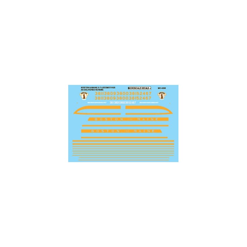 MICROSCALE DECAL MC-4208 - BOSTON & MAINE DIESEL LOCOMOTIVE - HO SCALE