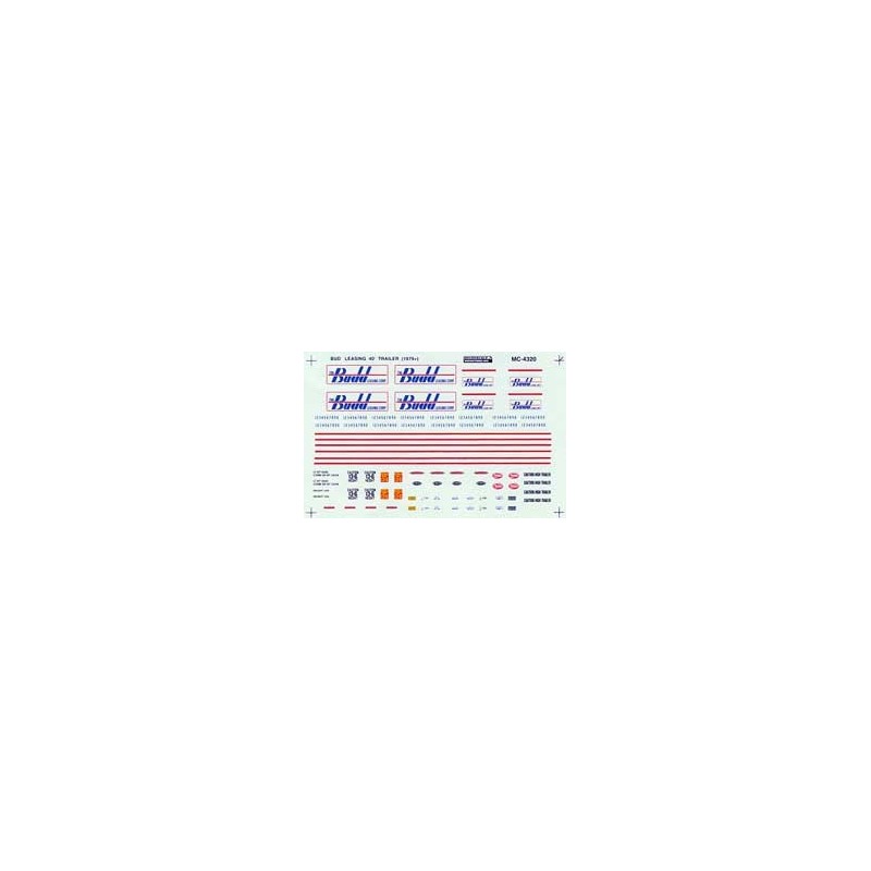 MICROSCALE DECAL MC-4320 - BUDD LEASING TRAILERS - HO SCALE