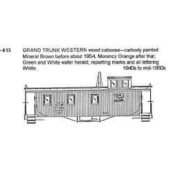 CDS DRY TRANSFER HO-613  GRAND TRUNK WESTERN CABOOSE - HO SCALE