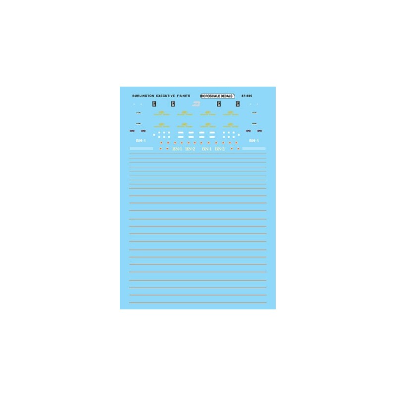 MICROSCALE DECAL 87-695 - BURLINGTON NORTHERN DIESEL LOCOMOTIVES - HO SCALE