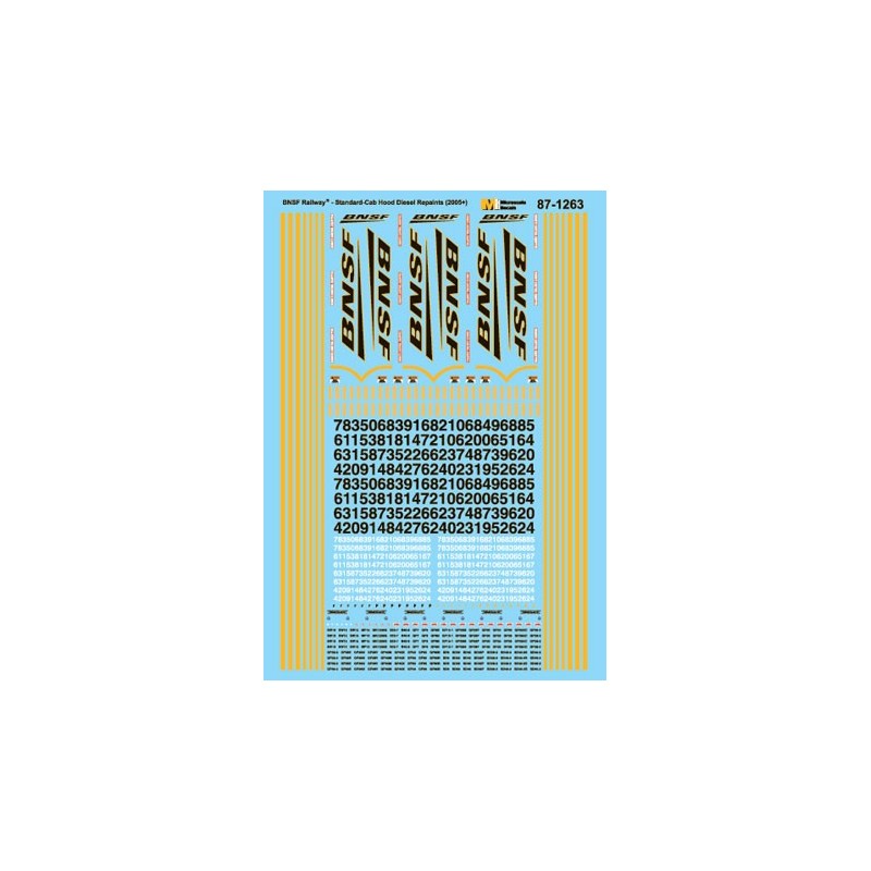 MICROSCALE DECAL 87-1263 - BURLINGTON NORTHERN SANTA FE DIESEL LOCOMOTIVES - HO SCALE