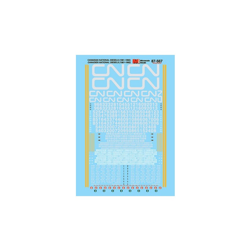 MICROSCALE DECAL 87-567 - CANADIAN NATIONAL DIESEL LOCOMOTIVES - HO SCALE