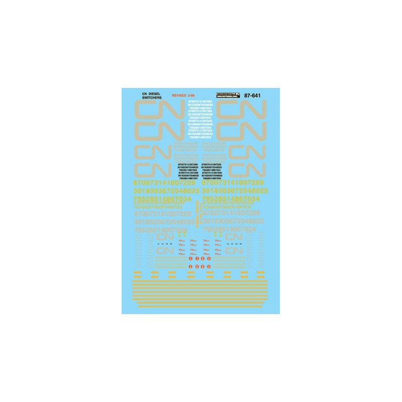 MICROSCALE DECAL 87-641 - CANADIAN NATIONAL DIESEL LOCOMOTIVES - HO SCALE