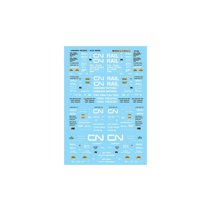 MICROSCALE DECAL 87-720 - CANADIAN NATIONAL AUTORACKS - HO SCALE