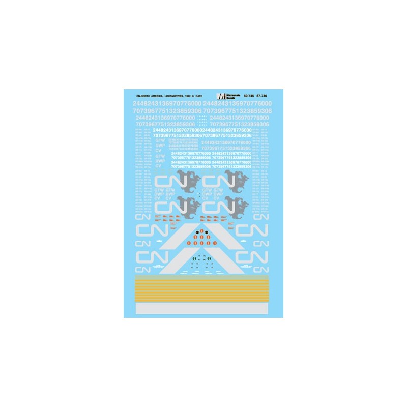 MICROSCALE DECAL 87-746 - CANADIAN NATIONAL DIESEL LOCOMOTIVES - HO SCALE