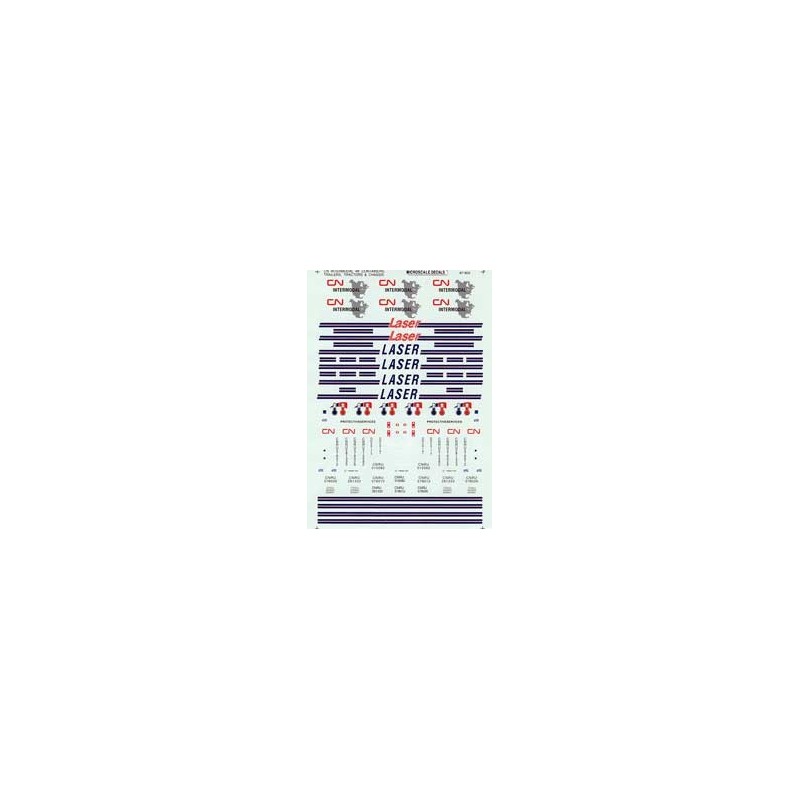 MICROSCALE DECAL 87-804 - CANADIAN NATIONAL LASER 48' REFRIGERATED CONTAINERS  - HO SCALE