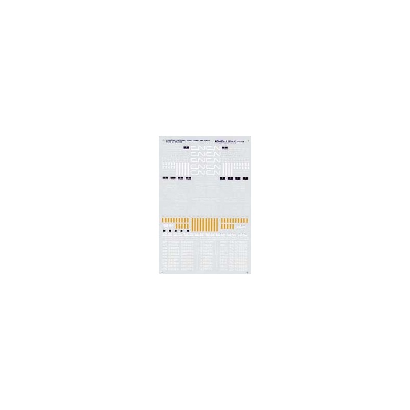 MICROSCALE DECAL 87-829 - CANADIAN NATIONAL 5 UNIT DOUBLE STACK CARS - HO SCALE