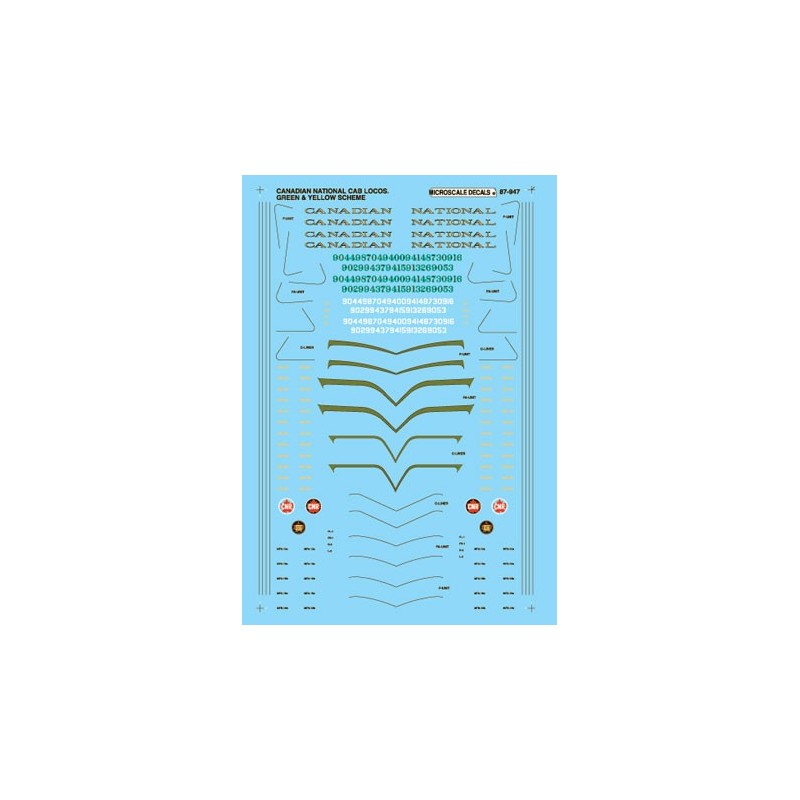 MICROSCALE DECAL 87-947 - CANADIAN NATIONAL DIESEL LOCOMOTIVES - HO SCALE