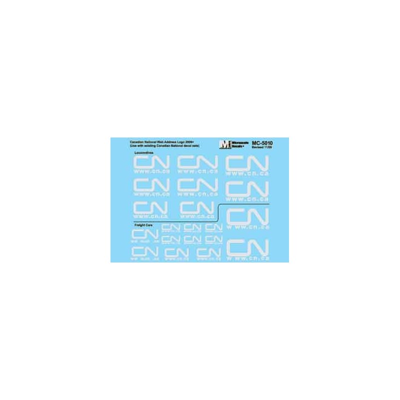 MICROSCALE DECAL MC-5010 - CANADIAN NATIONAL WWW.CN.CA LOGOS - GREY - HO SCALE