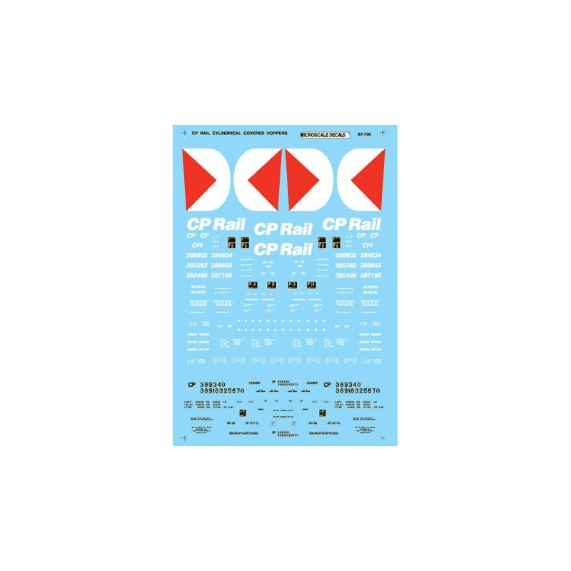 MICROSCALE DECAL 87-706 - CANADIAN PACIFIC COVERED HOPPERS - HO SCALE
